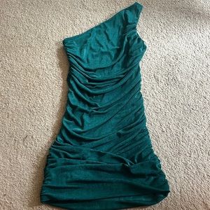 Lucy in the Sky Teal One-Shoulder Mini Dress